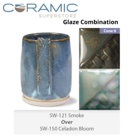 Smoke SW-121 over Celadon Bloom SW-150 Stoneware Combination Smoke SW-121 over Celadon Bloom SW-150 Stoneware Combination